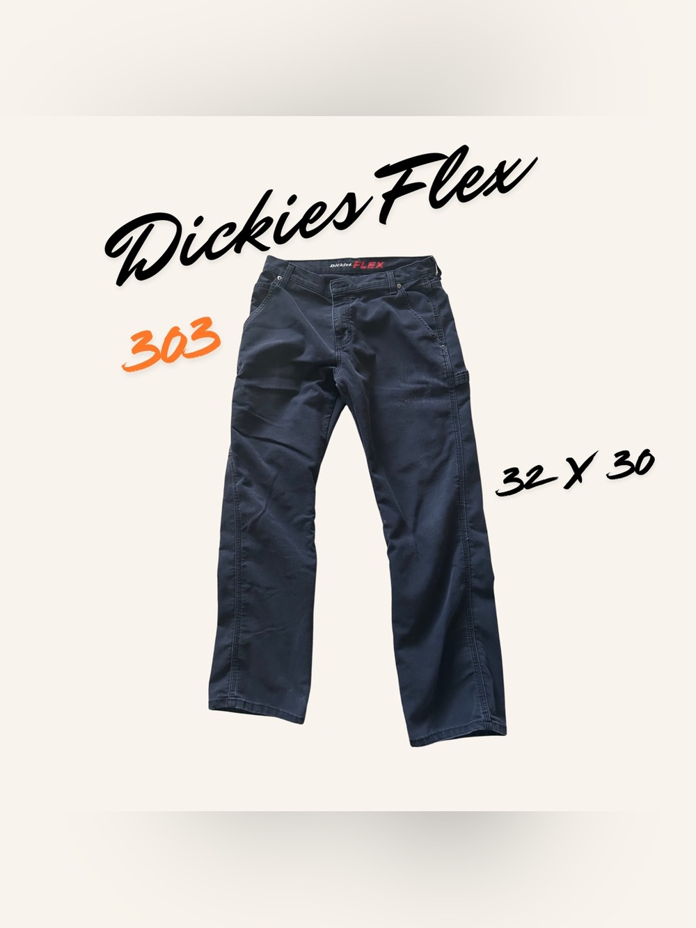 Dickies Flex Men's Work Pants Black / Charcoal Cotton Size 32 x 30 Soft Regular